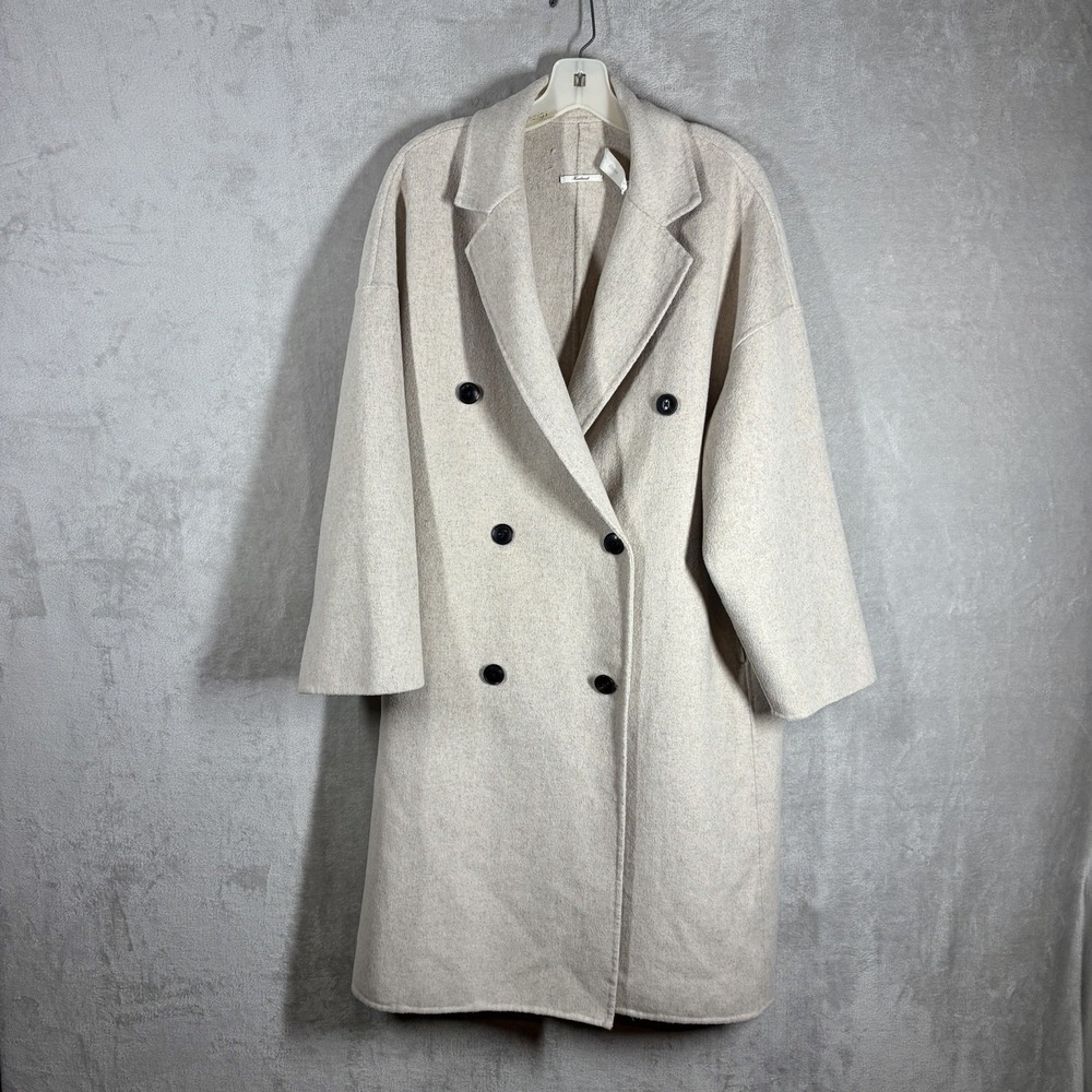 Mango Double Breasted Oversized Coat Size S Quiet Luxury Scandi Masculine Boxy